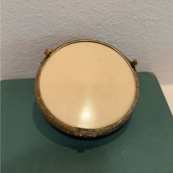 Antique Made in England Floral Pink & White Lace Inset Powder Vanity Jar - Picture 9 of 14